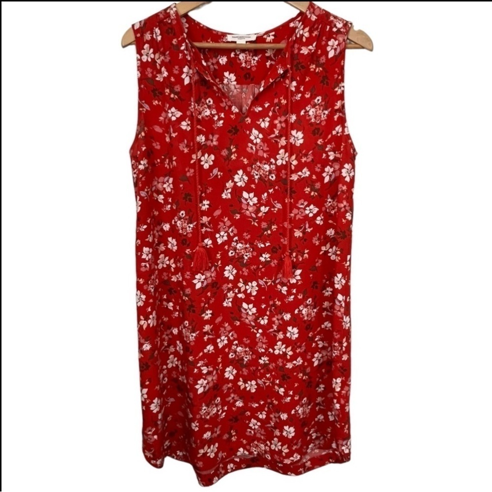 Beachlunchlounge Floral Shift Dress Dark Orange Size: Medium